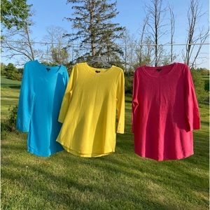 3 Talbots 3/4 Sleeve Waffle Weave Tunics